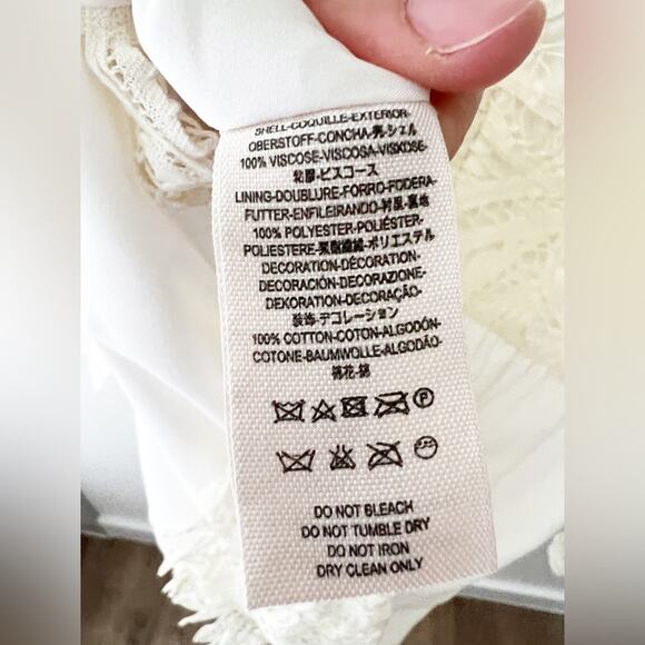 SAYLOR Ivory Josie Battenberg Long Sleeve Crochet Lace A-Line Mini Dress Size XS - Picture 11 of 12